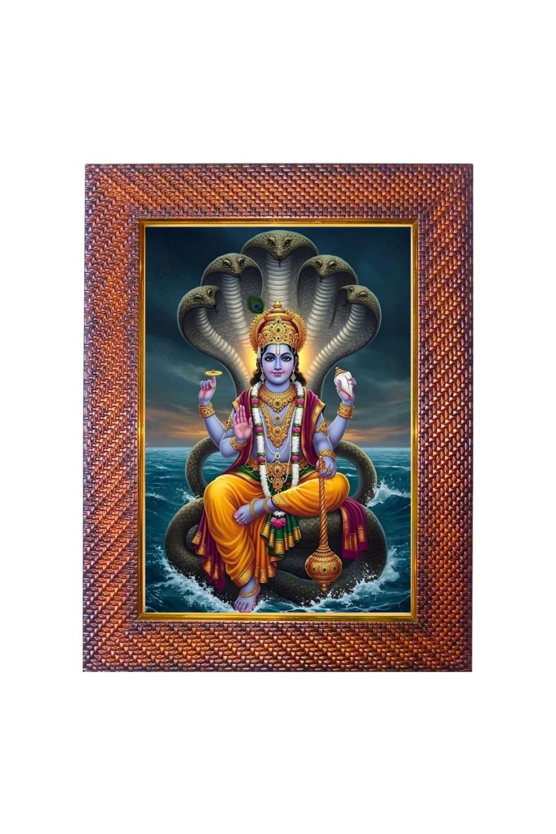 Lord Krishna Photo Frame 19X23 Inch Religious Wall & Table Decor Frame | Lord Krishna Spiritual Photo Frame For Home, Temple & Office | Decorative Hindu God & Goddess Frame (Pack Of 1) (F18082)