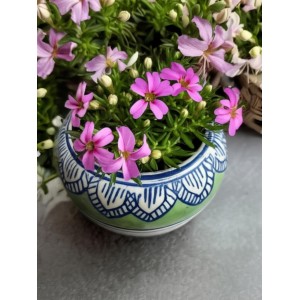 HI TECH Sales Hand-Painted Ceramic Flower Pot Decorative Tabletop Planter for Home & Office | Ethnic Pot Design | Ready-to-Display Indoor Plant Decor