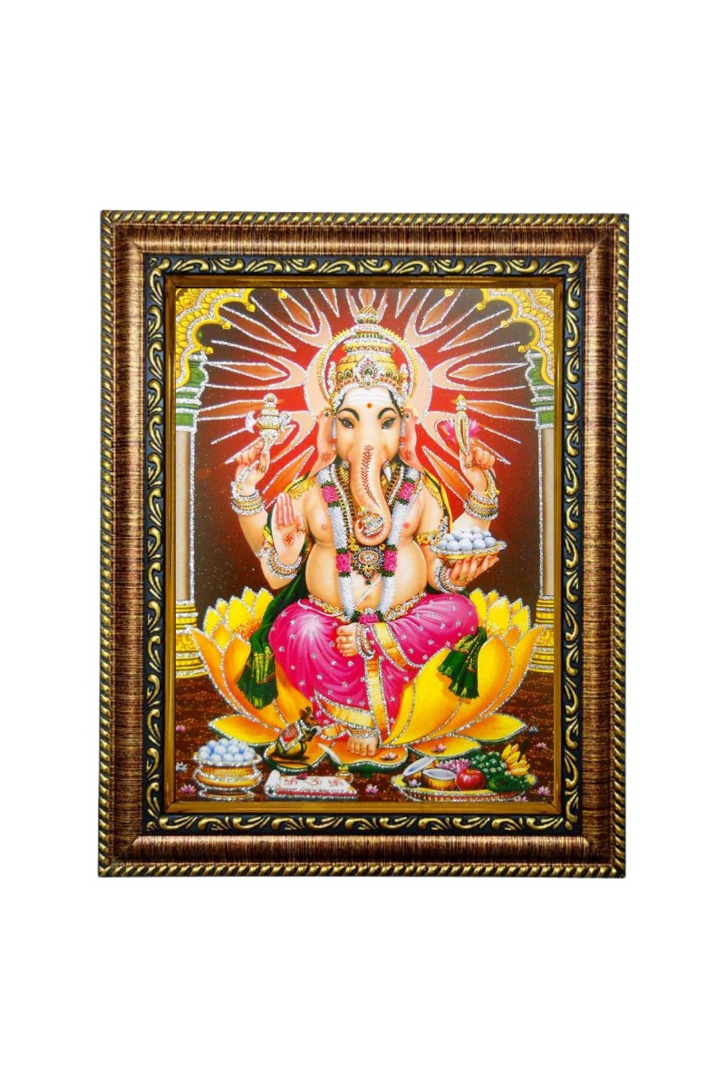 Hi Tech Sales Bhagwan Ganesh/Ganpati Bappa Photo Frame Laminated || Use for wall/Table, Study & living room, gifts || PVC Frame & Face - Glass (8 x 10 inch)