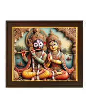 Hitech Sales | Lord Jagannath Traditional Indian Deities Artwork Photo Frame - Vibrant Wall Decor, Pooja Room and Gifting - Size: 10x12 inch.