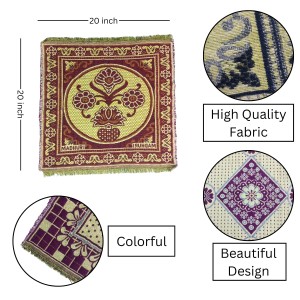 Hitech Sales Pure Cotton Puja Aasan Set Designer Prayer Mats for Puja, Meditation or Sitting on Floor & Multipurpose Use - Size 20 x 20 inch (Multicolor) (4)