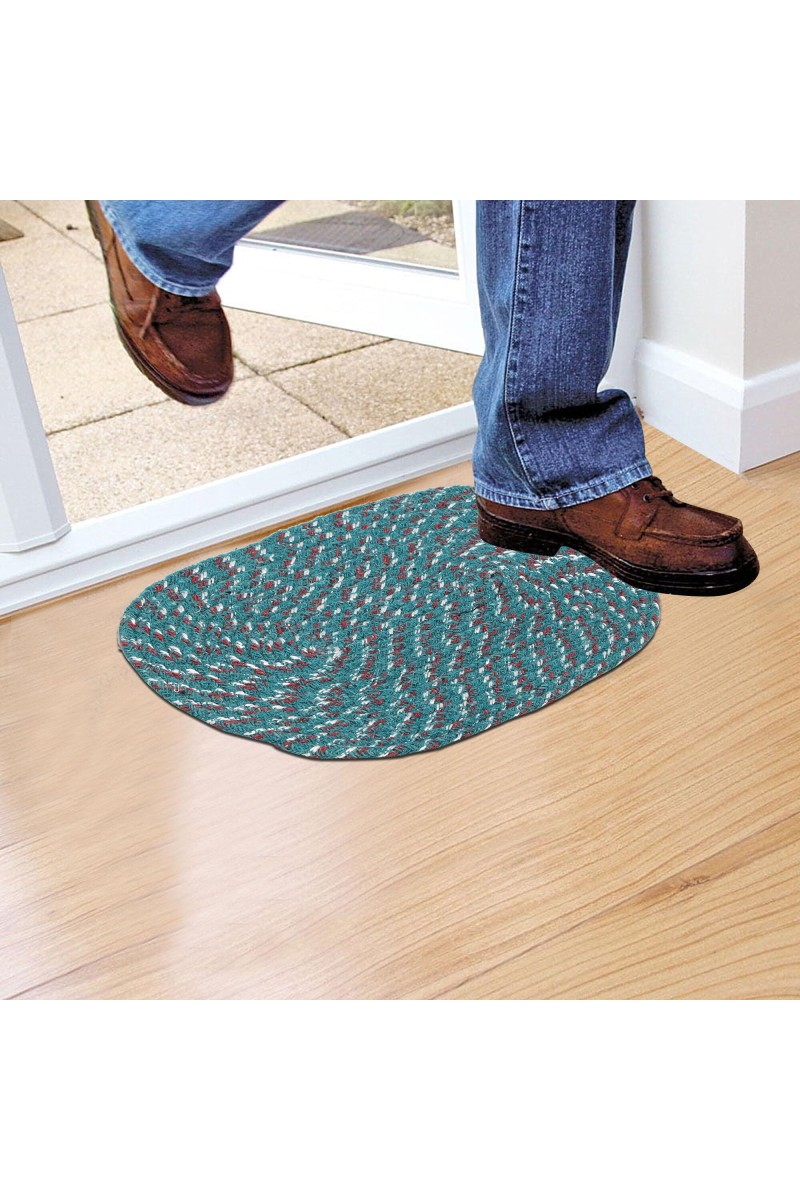 Home Beautiful Green Polyester Cotton Door Mat
