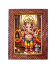 Lord Ganesha Photo Frame 17X21 Inch Religious Wall & Table Decor Frame | Lord Ganesha Spiritual Photo Frame For Home, Temple & Office | Decorative Hindu God & Goddess Frame (Pack Of 1) (F18080)