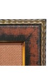 HiTechMart Decorative Photo Frame for Table Wood Finish Look with Gold Border 6.75 x 8.75 Inch Picture Frame for Wedding, Family, Portrait Home & Office Photo Display Frame (Vertical)