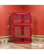 HiTechMart Plastic 4-Tier Corner Shelf Rack – Wall-Mounted Storage Organizer for Kitchen & Bathroom (Red)
