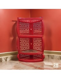 HiTechMart Plastic 4-Tier Corner Shelf Rack – Wall-Mounted Storage Organizer for Kitchen & Bathroom (Red)