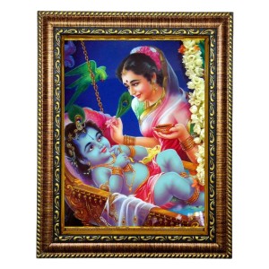 Hi Tech Sales Indian God Baby Lord Krishna With Mother Yashoda Photo Frame for Office, Wall/Table, Study room & living room, gifts | PVC Frame & Front Face - Glass (8 X 10) Hi Tech Sales Indian God Baby Lord Krishna With Mother Yashoda Photo Frame for Office, Wall/Table, Study room & living room, gifts | PVC Frame & Front Face - Glass (8 X 10)