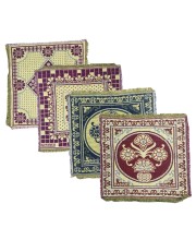 Hitech Sales Pure Cotton Puja Aasan Set Designer Prayer Mats for Puja, Meditation or Sitting on Floor & Multipurpose Use - Size 20 x 20 inch (Multicolor) (4)