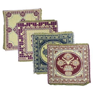 Hitech Sales Pure Cotton Puja Aasan Set Designer Prayer Mats for Puja, Meditation or Sitting on Floor & Multipurpose Use - Size 20 x 20 inch (Multicolor) (4)
