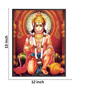 Hi Tech Sales SRI HANUMAN JI Multi colour Wood Laminated Photo Frame for wall/table, Study & living room, gifts,Puja,Divine Décor for Your Home (12x15 Inch)