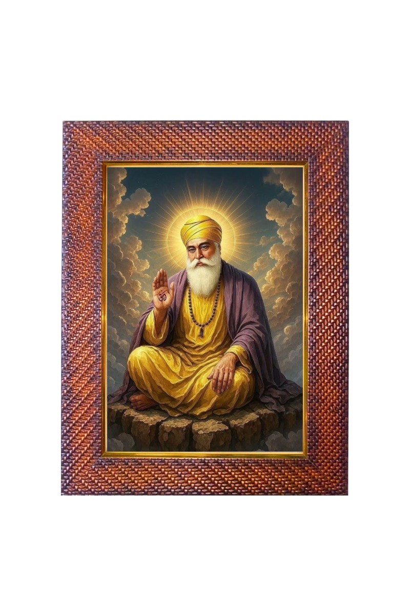 Guru Nanak Photo Frame 13X17 Inch Religious Wall & Table Decor Frame | Guru Nanak Spiritual Photo Frame For Home, Temple & Office | Decorative Hindu God & Goddess Frame (Pack Of 1) (F18239)