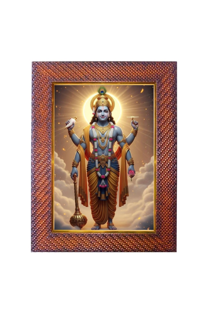 Lord Vishnu Photo Frame Religious Wall & Table Decor Frame | Lord Vishnu Spiritual Photo Frame For Home, Temple & Office | Decorative Hindu God & Goddess Frame (Pack Of 1) (F18100)