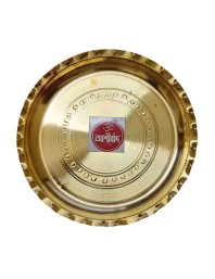 Small Brass Puja Thali/Bhog Thali for Mandir with Beautiful Design for Home & Temple Decoration & Gifting (14 cm)