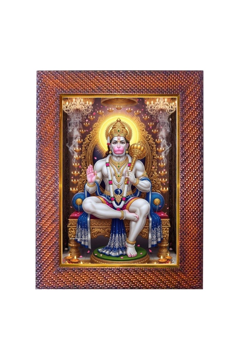 Lord Hanuman Photo Frame Religious Wall & Table Decor Frame | Lord Hanuman Spiritual Photo Frame For Home, Temple & Office | Decorative Hindu God & Goddess Frame (Pack Of 1) (F18099)