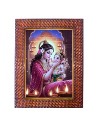 Maa Parvati Lord Shiva Photo Frame 15X19 Inch Religious Wall & Table Decor Frame | Maa Parvati Lord Shiva Spiritual Photo Frame For Home, Temple & Office | Decorative Hindu God & Goddess Frame (Pa