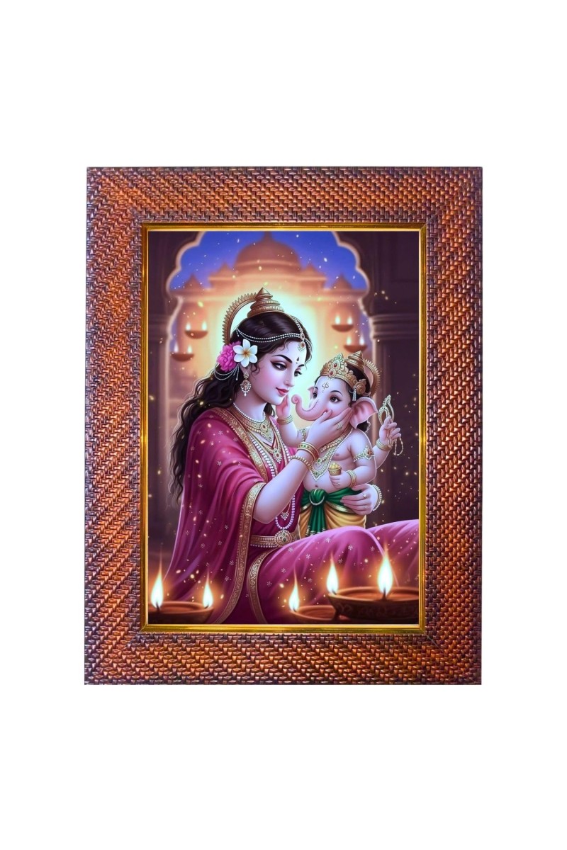 Mata Parvati Lord Shiva Photo Frame 21X25 Inch Religious Wall & Table Decor Frame (F18149X21X25)