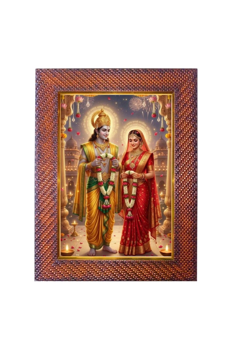 Lord Ram Lord Laxman Photo Frame 19X23 Inch Religious Wall & Table Decor Frame | Lord Ram Lord Laxman Spiritual Photo Frame For Home, Temple & Office | Decorative Hindu God & Goddess Frame (Pack O