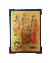 Hitech Sales Hindu God Ram, Lakshman, Mata Sita and Hanuman Gold Plated Wooden Laminated Photo Frame 5x7 Inch Decorative Frame for Home, Office, and Temple