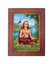 Sri Chaitanya Mahaprabhu Photo Frame Religious Wall & Table Decor Frame | Sri Chaitanya Mahaprabhu Spiritual Photo Frame For Home, Temple & Office | Decorative Hindu God & Goddess Frame