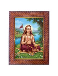 Sri Chaitanya Mahaprabhu Photo Frame Religious Wall & Table Decor Frame | Sri Chaitanya Mahaprabhu Spiritual Photo Frame For Home, Temple & Office | Decorative Hindu God & Goddess Frame
