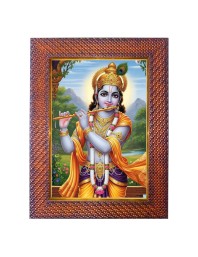 Lord Krishna Photo Frame 13X17 Inch Religious Wall & Table Decor Frame | Lord Krishna Spiritual Photo Frame For Home, Temple & Office | Decorative Hindu God & Goddess Frame (Pack Of 1) (F18067)