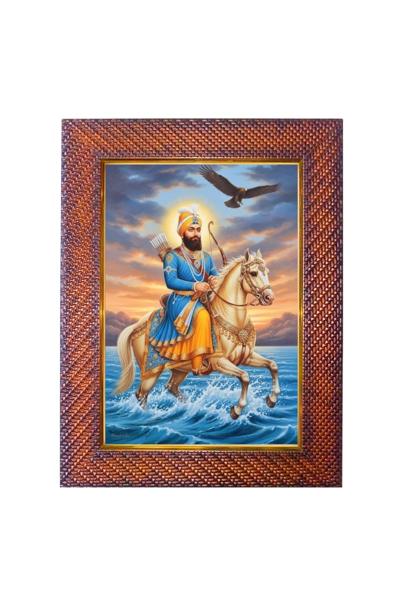 Guru Gobind Singh Ji Photo Frame 17X21 Inch Religious Wall & Table Decor Frame | Guru Gobind Singh Ji Spiritual Photo Frame For Home, Temple & Office (F18248X17X21)
