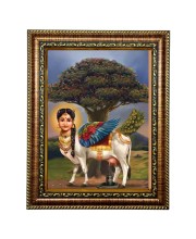 Hi Tech Sales Kamdhenu Cow with Shivling Photo Frame for wall/table, Study & living room, gifts (10 x 12)