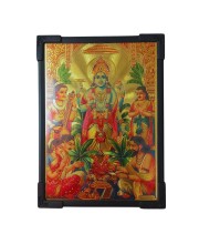 Hitech Sales Hindu God Lord Vishnu Gold Plated Wooden Laminated Photo Frame 5x7 Inch Decorative Frame for Home, Office, and Temple