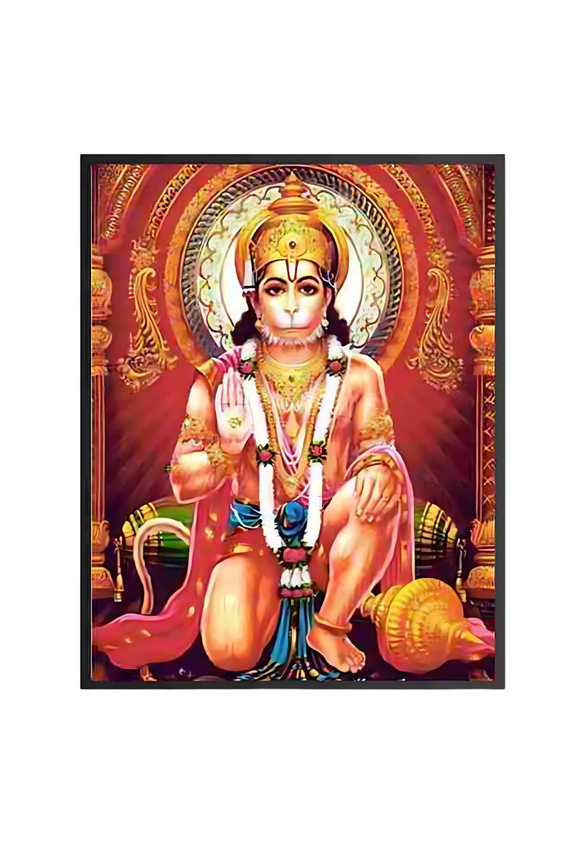 Hi Tech Sales SRI HANUMAN JI Multi colour Wood Laminated Photo Frame for wall/table, Study & living room, gifts,Puja,Divine Décor for Your Home (10x12 Inch)