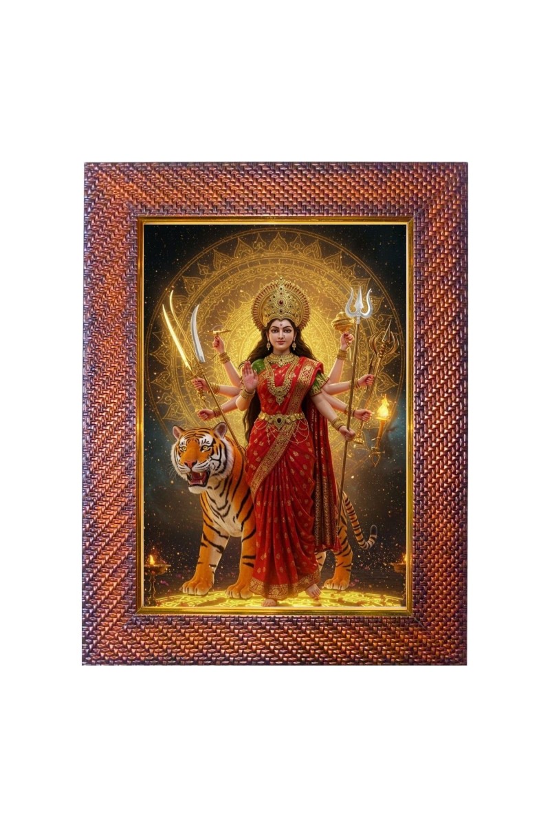 Mata Saraswati Photo Frame 21X25 Inch Religious Wall & Table Decor Frame | Mata Saraswati Spiritual Photo Frame For Home, Temple & Office (F18130X21X25)