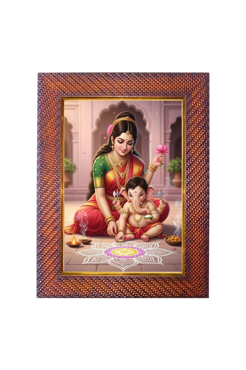 Mata Parvati Lord Shiva Photo Frame 21X25 Inch Religious Wall & Table Decor Frame (F18148X21X25)
