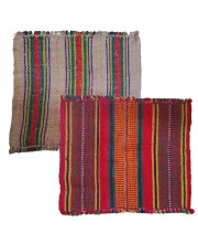 Hitech Sales Handmade Cotton Jute Aasan Mat for Pooja – Traditional Indian Prayer Mats with Multicolor Stripes – Recycled Fabric Woven Floor Mats for Meditation, Temple, or Home Use (2)