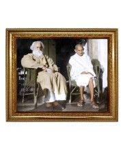 Hi Tech Sales Rabindra Nath Tagore With Gandhi ji(Bapu) Laminated Photo Frame for wall/table, Study & living room, gifts (10 x 12 inch)