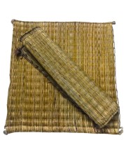 Handmade Grass Aasan Carpet Combo Set of 2 | Traditional Puja & Meditation Mat | Eco-Friendly Foldable Reed Chatai for Prayer, Yoga & Sitting | Durable Floor Mat