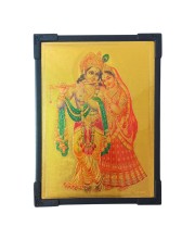 Hitech Sales Hindu God Krishna Goddess Radha Gold Plated Wooden Laminated Photo Frame 5x7 Inch Decorative Frame for Home, Office, and Temple