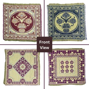 Hitech Sales Pure Cotton Puja Aasan Set Designer Prayer Mats for Puja, Meditation or Sitting on Floor & Multipurpose Use - Size 20 x 20 inch (Multicolor) (4)