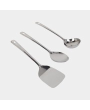 Steel Kitchen Tool Set, Set of 3 1 3 in., 1Ladle, 1Serving Spoon, 1Turner