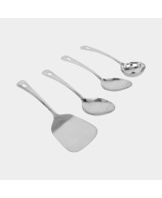 Stainless Steel Kitchen Tool Set, Set of 4, 8.6 in, 9 in, 1 0 in, 1Ladle, 2 Spoon, 1Turner