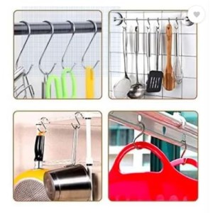 Stainless Steel S Shaped Hooks for Kitchen & Bathroom – Heavy Duty Rust Resistant Hanging Hooks for Utensils, Pots, Clothes & Accessories Stainless Steel S Shaped Hooks for Kitchen & Bathroom – Heavy Duty Rust Resistant Hanging Hooks for Utensils, Pots, Clothes & Accessories