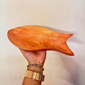 Fish Shaped Wooden Serving Tray Platter Rustic Kitchen Decor Tableware 9.5/5.5 inch