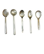 HiTechMart Stainless Steel Serving Spoons Set – 5-Piece Heavy-Duty Kitchen Ladle & Spoon Collection for Cooking & Serving