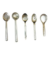 HiTechMart Stainless Steel Serving Spoons Set – 5-Piece Heavy-Duty Kitchen Ladle & Spoon Collection for Cooking & Serving