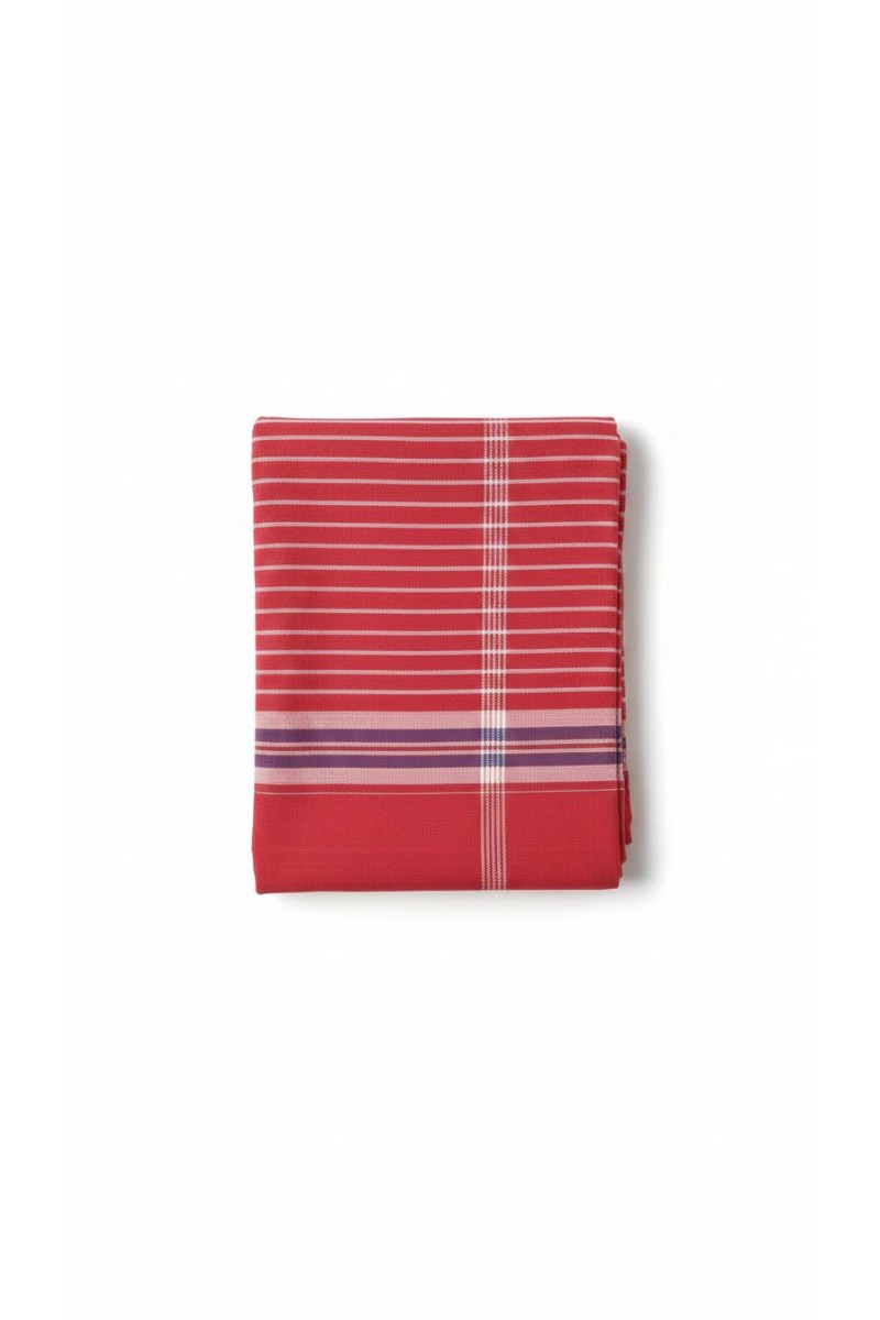 Cotton Gamcha Traditional for Everyone – Traditional Red Striped Towel | Soft, Absorbent & Quick Dry Bath Towel Checkered Design