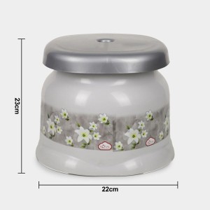 Royal Plastic Bathroom Stool with Floral Design – Lightweight, Durable & Multipurpose – White & Grey (Standard Size)
