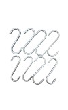 Stainless Steel S Shaped Hooks for Kitchen & Bathroom – Heavy Duty Rust Resistant Hanging Hooks for Utensils, Pots, Clothes & Accessories (Set of 8). (8)