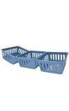 Basic Square Mini Bin Storage Trays, Small Organizing Bins, Plastic Storage Containers, Stackable Storage Bins, Home Office Organization, Multi-Purpose Storage Trays 3PK (Blue)