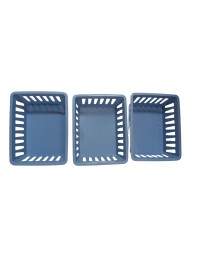 Basic Square Mini Bin Storage Trays, Small Organizing Bins, Plastic Storage Containers, Stackable Storage Bins, Home Office Organization, Multi-Purpose Storage Trays 3PK (Blue)