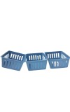 Basic Square Mini Bin Storage Trays, Small Organizing Bins, Plastic Storage Containers, Stackable Storage Bins, Home Office Organization, Multi-Purpose Storage Trays 3PK (Blue)