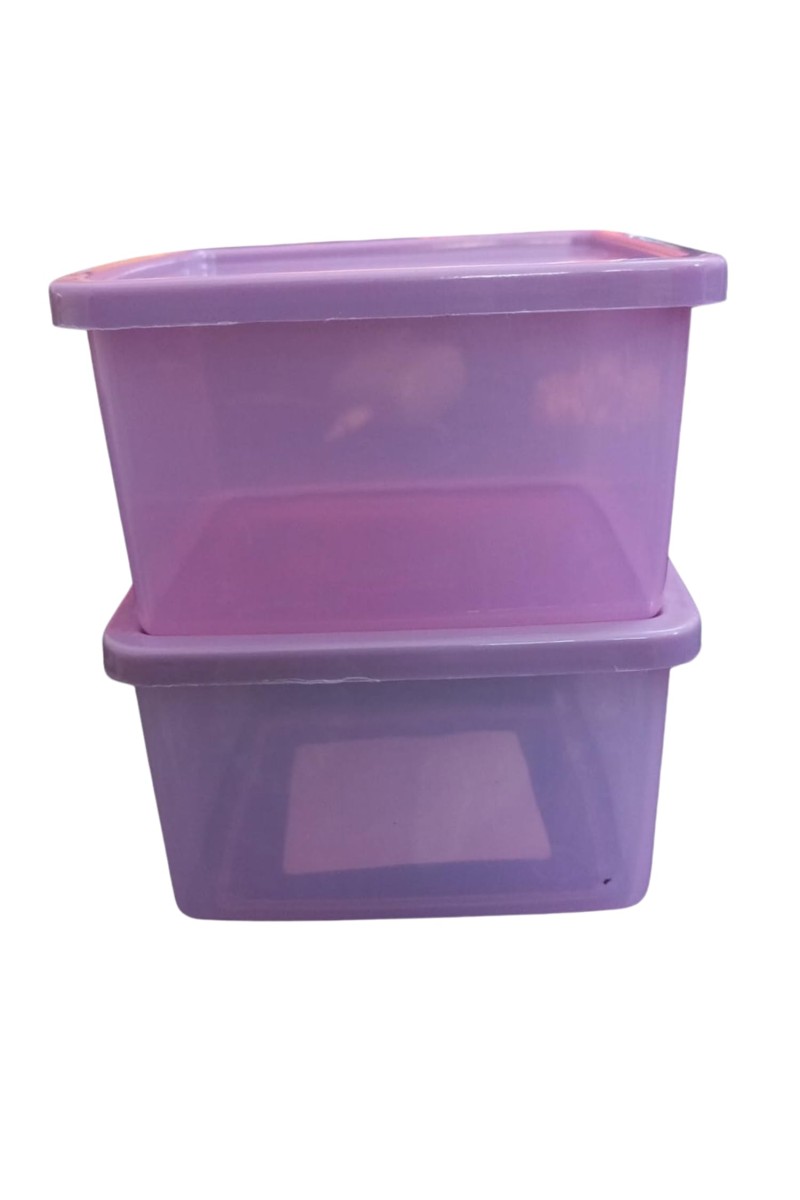 Combo of Stackable Plastic Storage Containers with Lids – BPA-Free, Clear Bins for Home, Kitchen, Pantry, or Office Organization – Durable & Space-Saving Design (Set of 2)