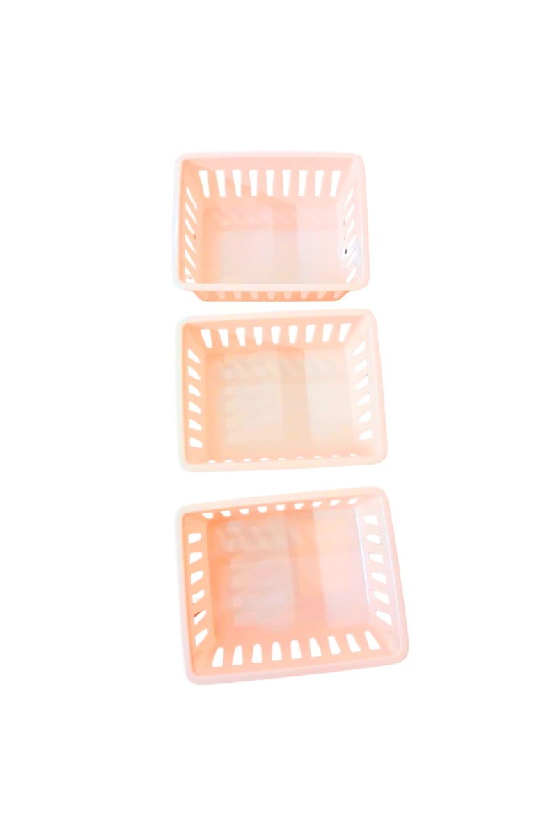 Basic Square Mini Bin Storage Trays, Small Organizing Bins, Plastic Storage Containers, Stackable Storage Bins, Home Office Organization, Multi-Purpose Storage Trays 3PK